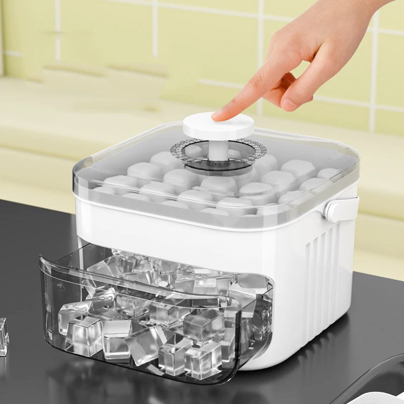 50-Cube Ice Maker with Easy Press Cap with Easy-Press Lid Large Capacity Ice Cube Machine Reusable Food-Grade Ice Cube Mold