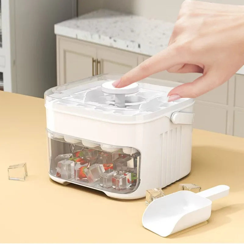 50-Cube Ice Maker with Easy Press Cap with Easy-Press Lid Large Capacity Ice Cube Machine Reusable Food-Grade Ice Cube Mold