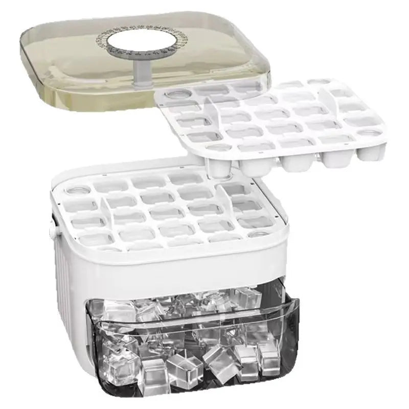 50-Cube Ice Maker with Easy Press Cap with Easy-Press Lid Large Capacity Ice Cube Machine Reusable Food-Grade Ice Cube Mold